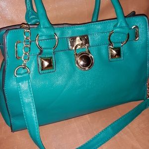 Turquoise Faux Leather Handbag